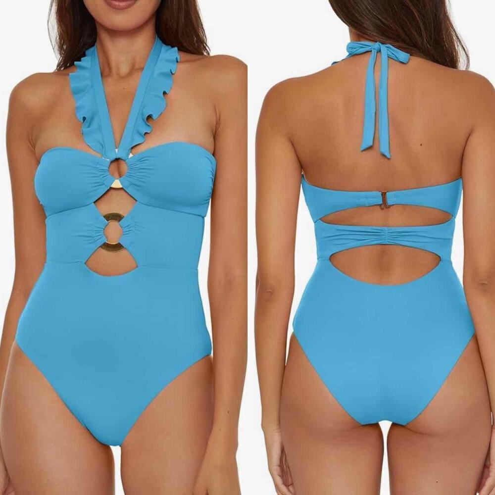 Soluna Swim Standard Buckle Up One Piece Bandeau Swimsuit Size Small